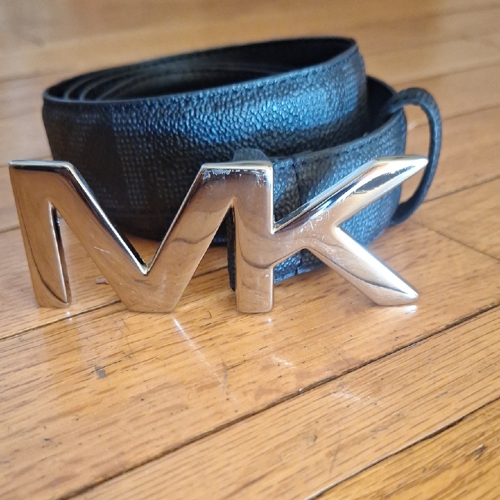 Michael Kors Black Belt with MK Logo Buckle